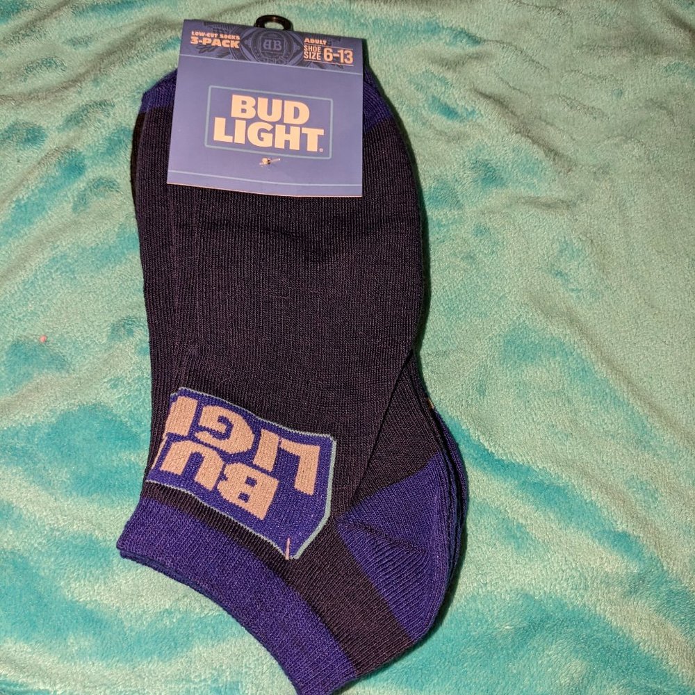 3 pack NWT Bud Light low cut socks fits adult shoe size 6-13